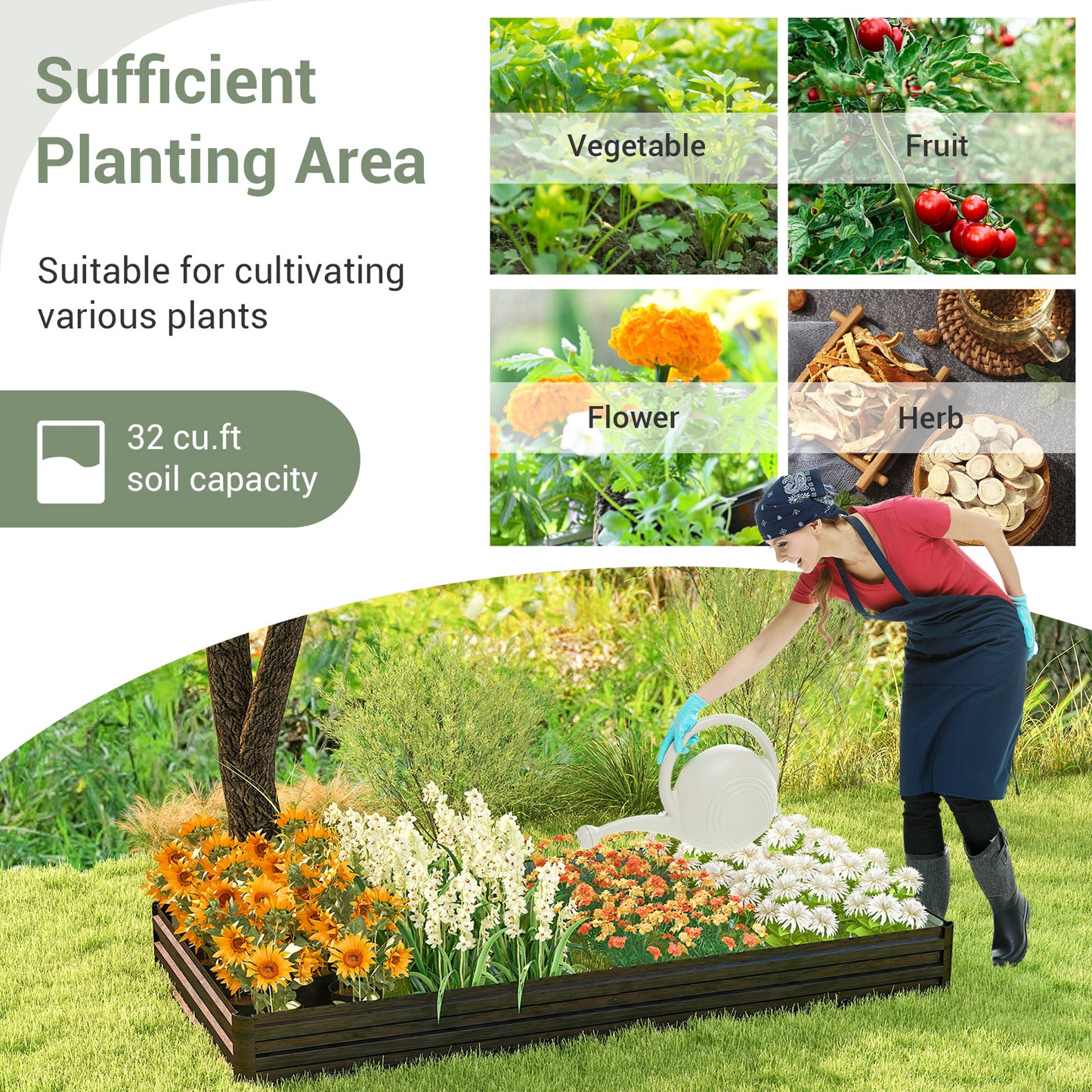 Large Outdoor Metal Planter Box for Vegetable Fruit Herb Flower, Coffee Raised Garden Beds at Gallery Canada