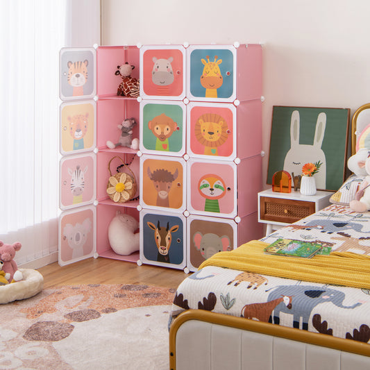12 Cube Kids Wardrobe Closet, Pink Kids Storage Pink at Gallery Canada
