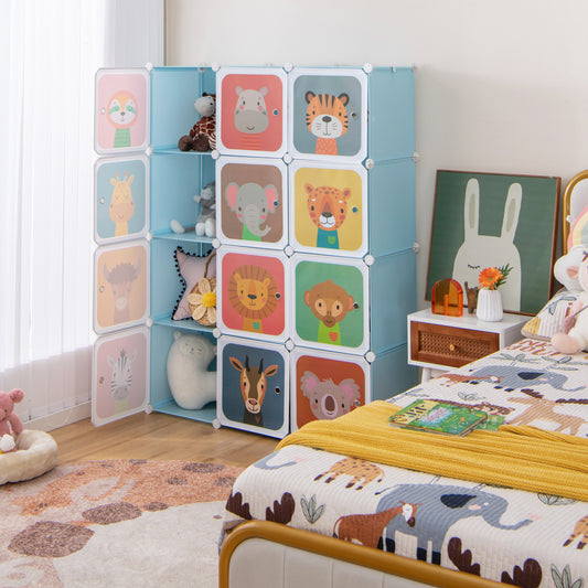 12 Cube Kids Wardrobe Closet, Hanging Section, Doors, Blue Kids Storage Blue at Gallery Canada