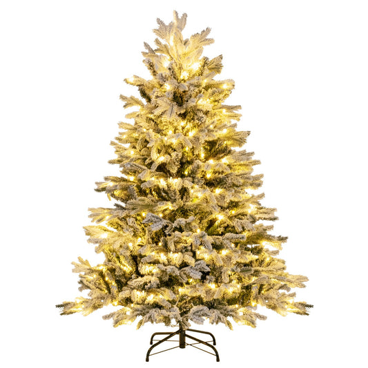 4.5/6/7 FT Artificial Pre-Lit Christmas Tree Hinged Xmas Tree with Warm White LED lights-4.5 ft, White