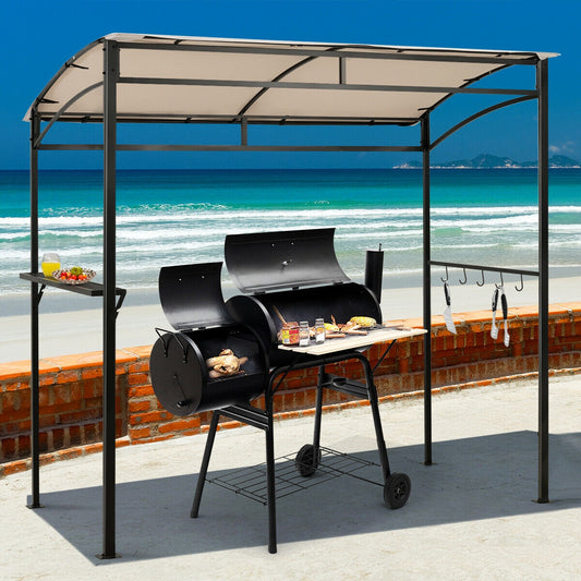 7 x 4.5 Feet Grill Gazebo, Outdoor Patio Garden BBQ Canopy Shelter, Beige Gazebos Beige at Gallery Canada