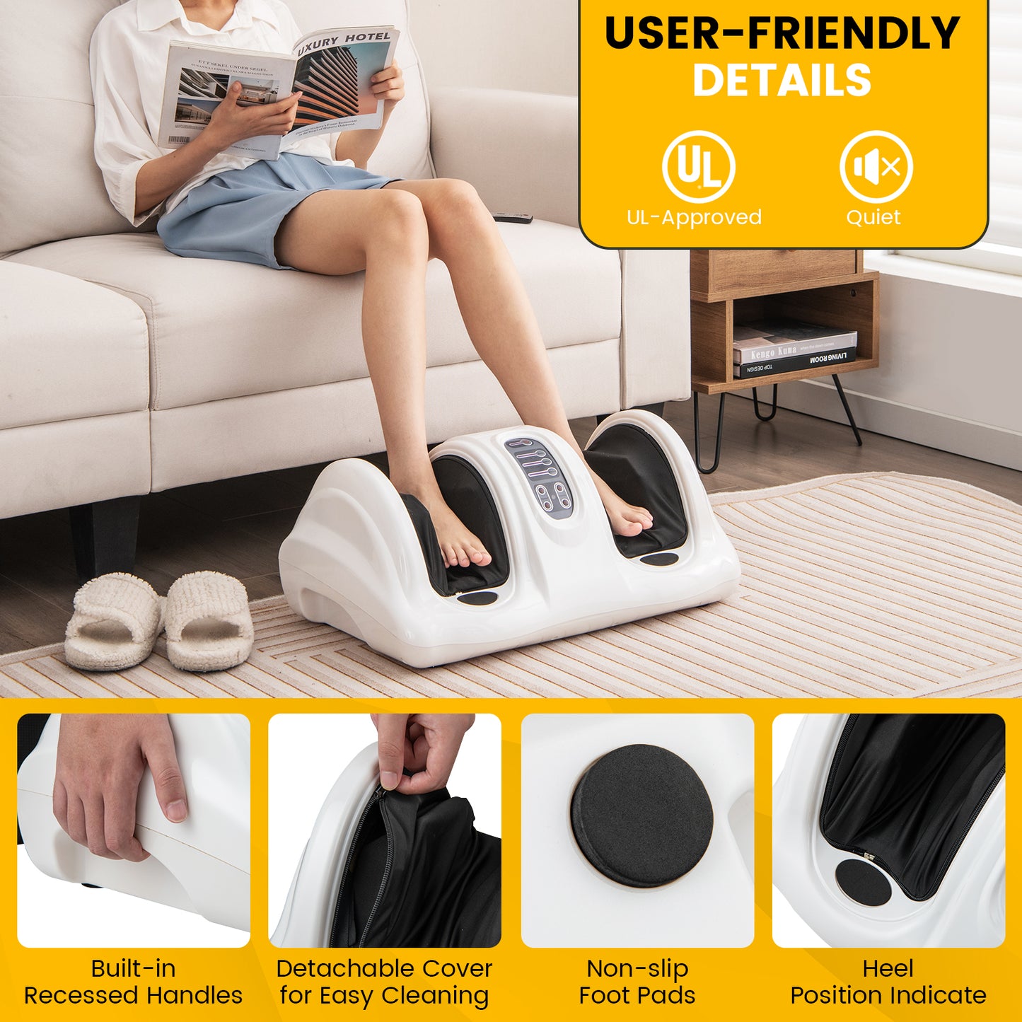 Therapeutic Shiatsu Foot Massager with High Intensity Rollers, White Foot Massager at Gallery Canada