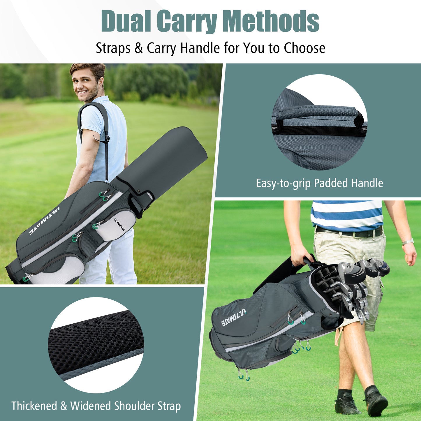 14 Dividers Golf Cart Bag, 7 Zippered Pocket Golf at Gallery Canada