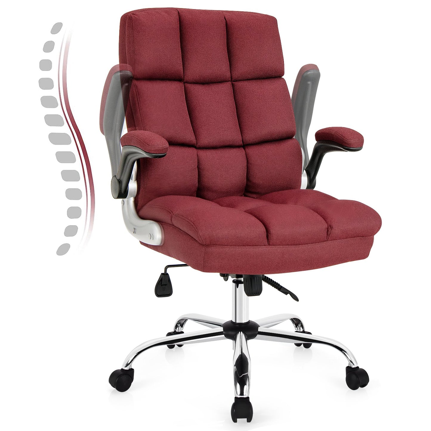 Adjustable Swivel Office Chair with High Back and Flip-up Arm for Home and Office, Red at Gallery Canada