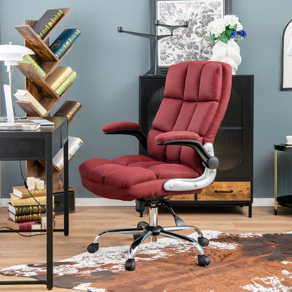 Adjustable Swivel Office Chair with High Back and Flip-up Arm for Home and Office, Red at Gallery Canada