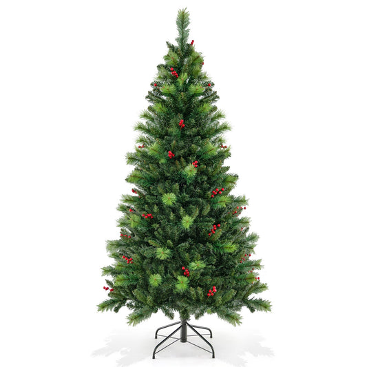 6/7/8 Feet Pre-Lit Artificial Christmas Tree with 300/400/500 LED Lights-6 ft, Green