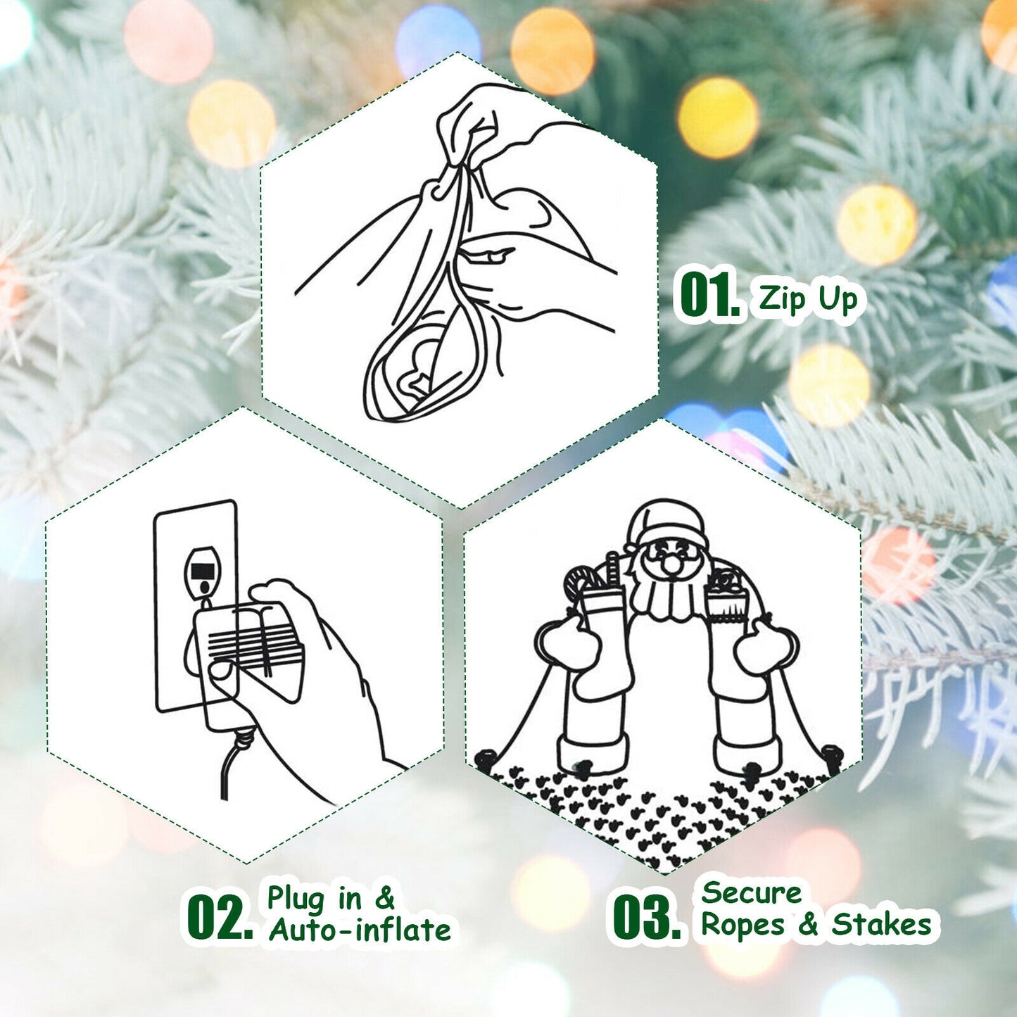 6.5 Feet Christmas Inflatable Santa Riding Polar Bear with Shaking Head LED Lights, White Christmas Inflatables at Gallery Canada