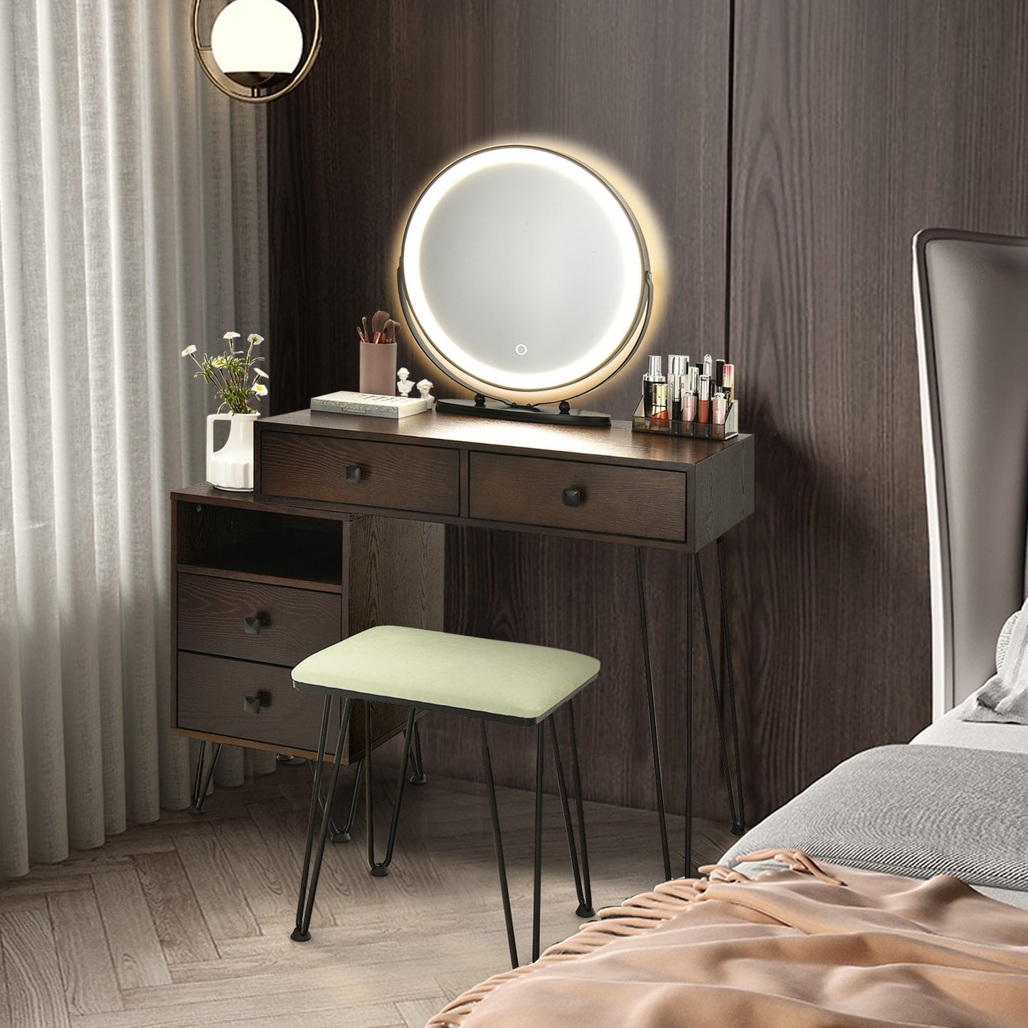 Modern Dressing Table with Storage Cabinet, Brown at Gallery Canada