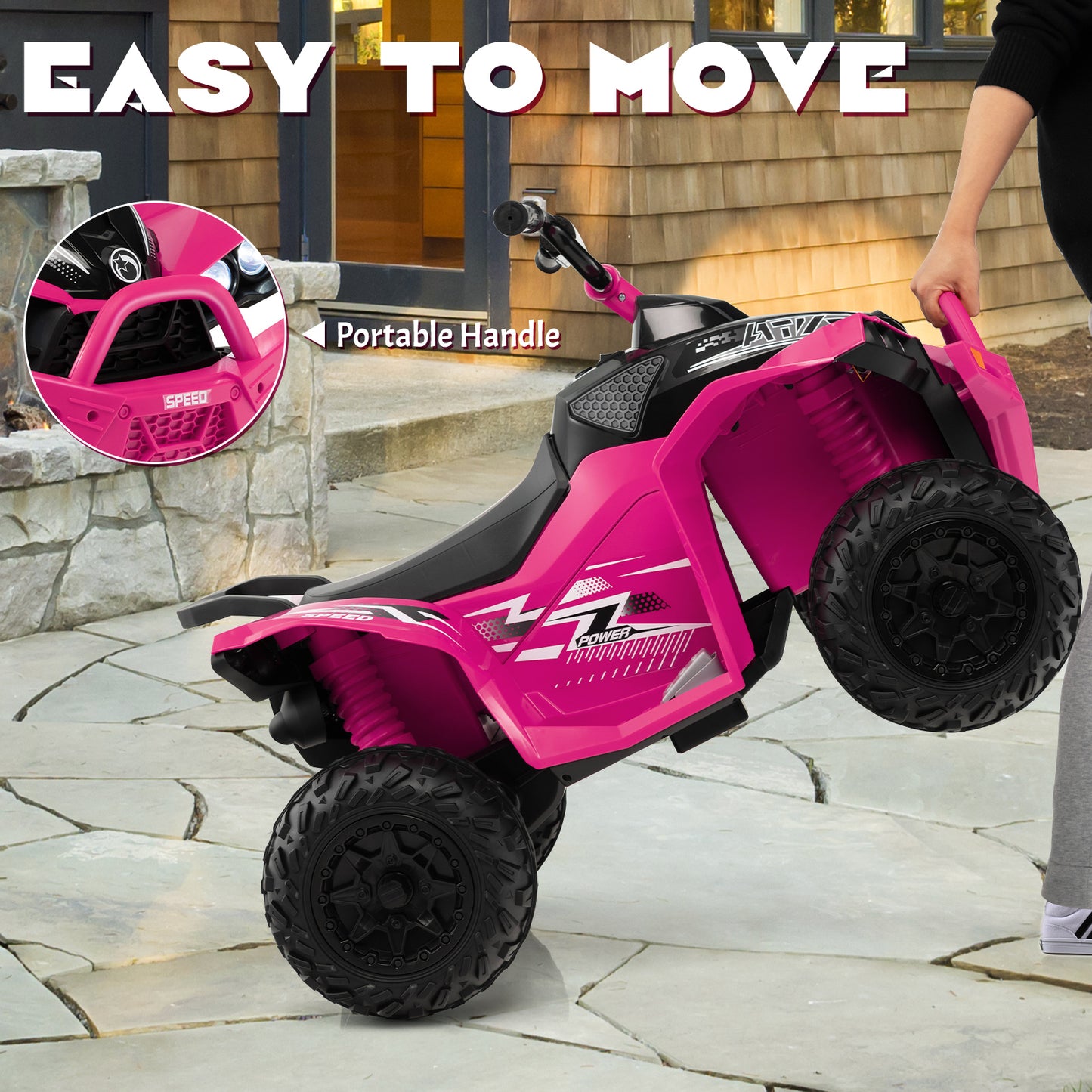 12V Kids Ride On ATV with High/Low Speed and Comfortable Seat, Pink Powered Ride On Toys at Gallery Canada