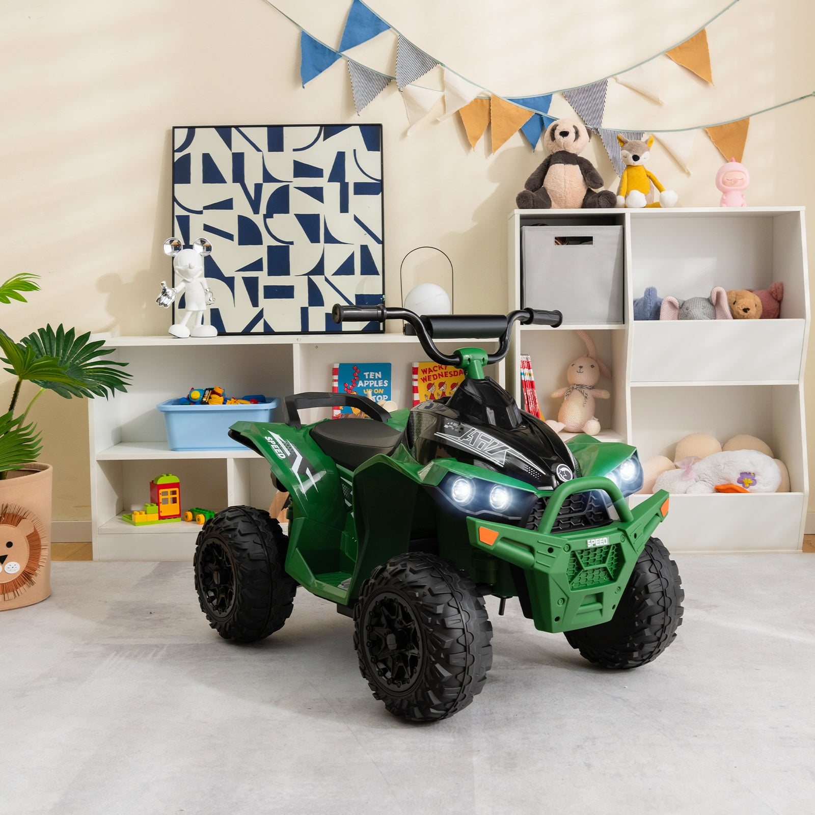 12V Kids Ride On ATV with High/Low Speed and Comfortable Seat, Army Green Powered Ride On Toys at Gallery Canada