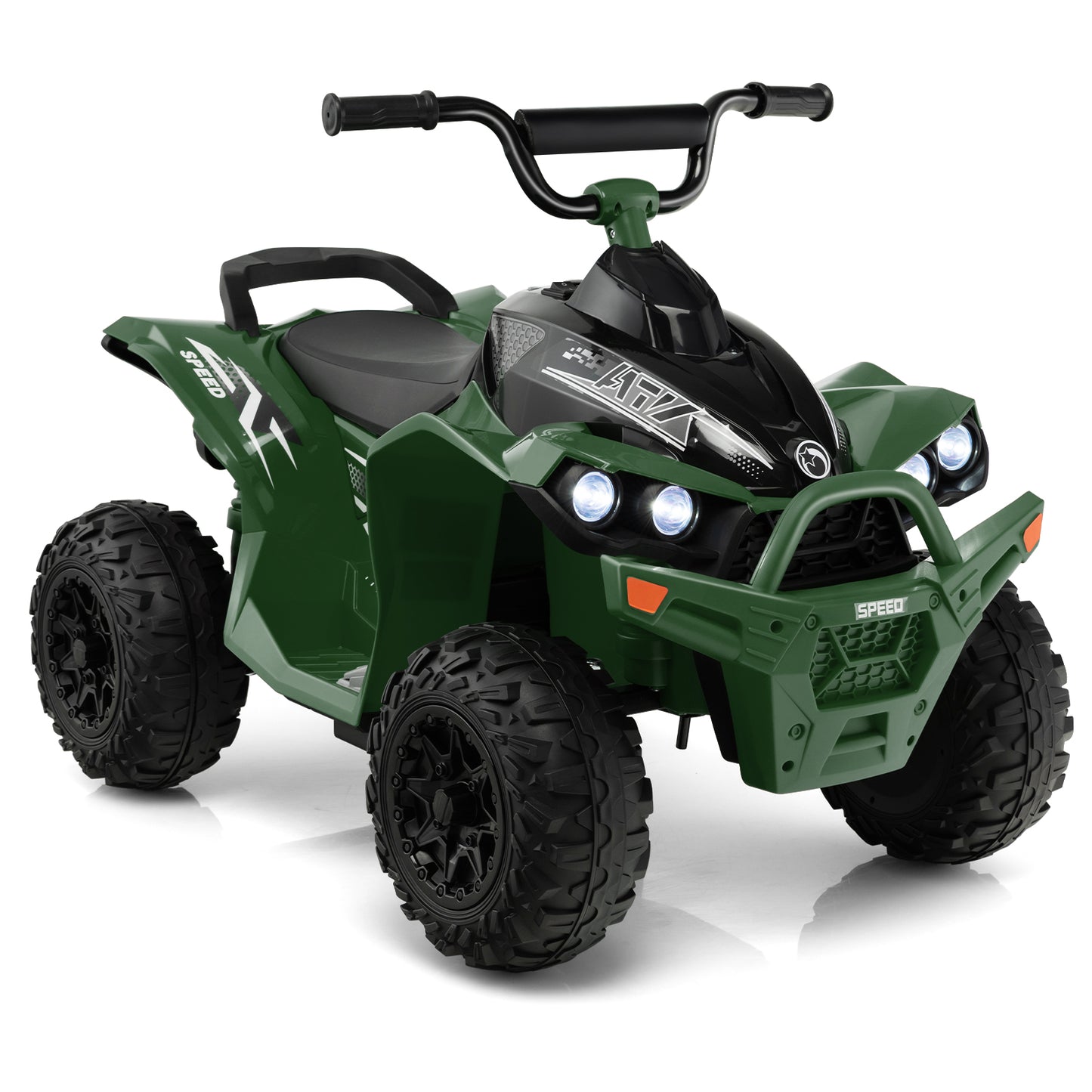 12V Kids Ride On ATV with High/Low Speed and Comfortable Seat, Army Green Powered Ride On Toys Army Green at Gallery Canada