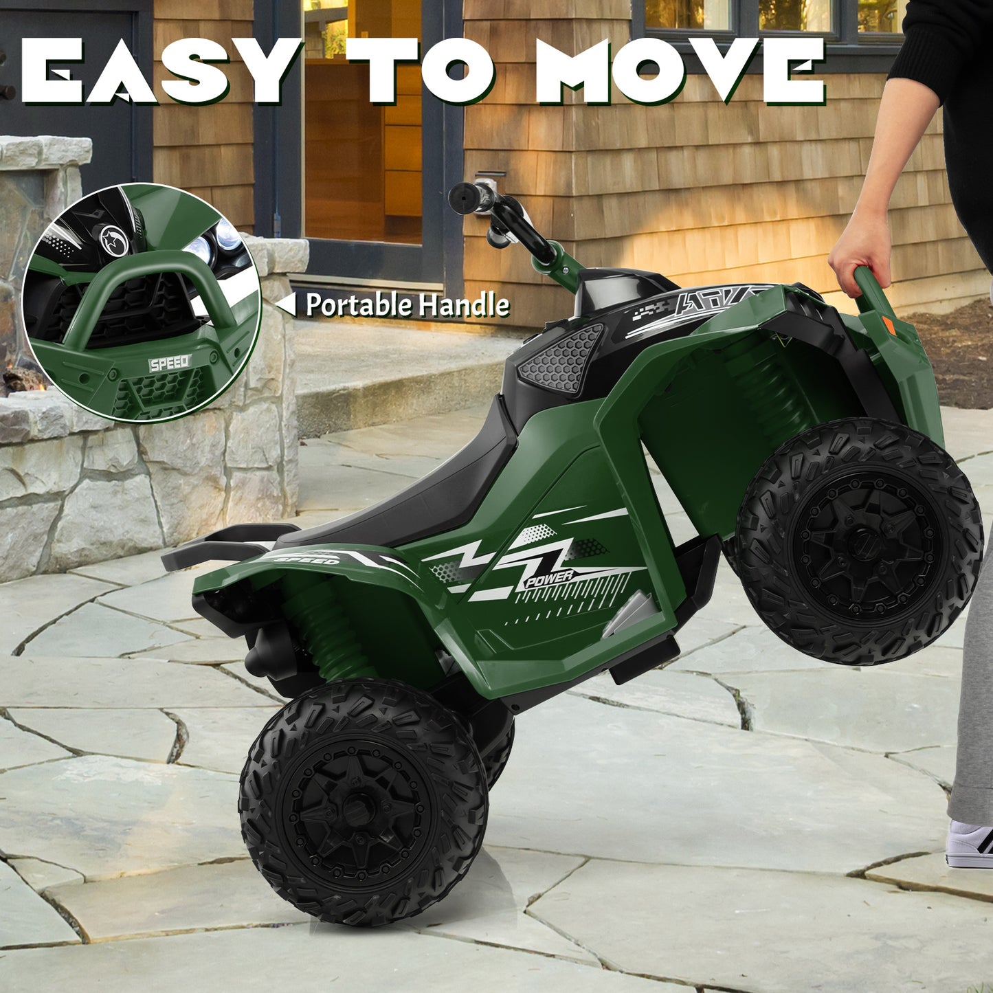 12V Kids Ride On ATV with High/Low Speed and Comfortable Seat, Army Green Powered Ride On Toys at Gallery Canada