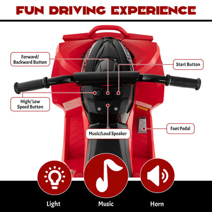 12V Kids Ride On ATV with High/Low Speed and Comfortable Seat, Red