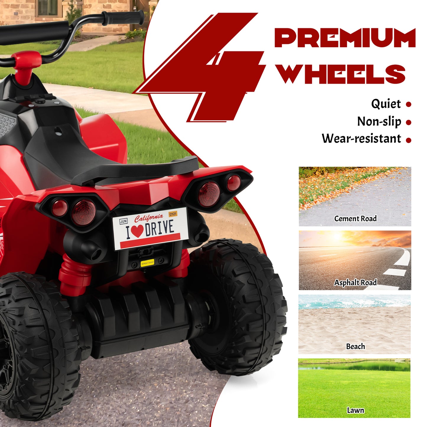 12V Kids Ride On ATV, High Low Speed, Comfortable Seat, Red Powered Ride On Toys at Gallery Canada