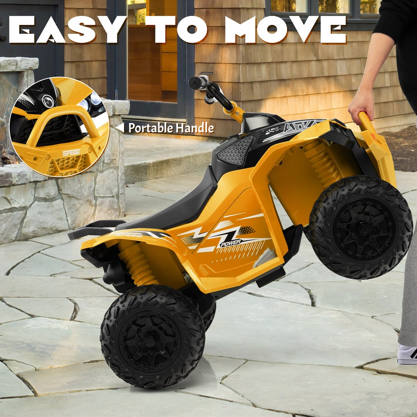 12V Kids Ride On ATV with High/Low Speed and Comfortable Seat, Yellow