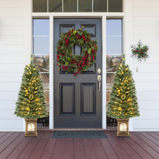 4 Feet Pre-Lit Potted Christmas Tree, Pine Needles, Green Christmas Tree Green at Gallery Canada