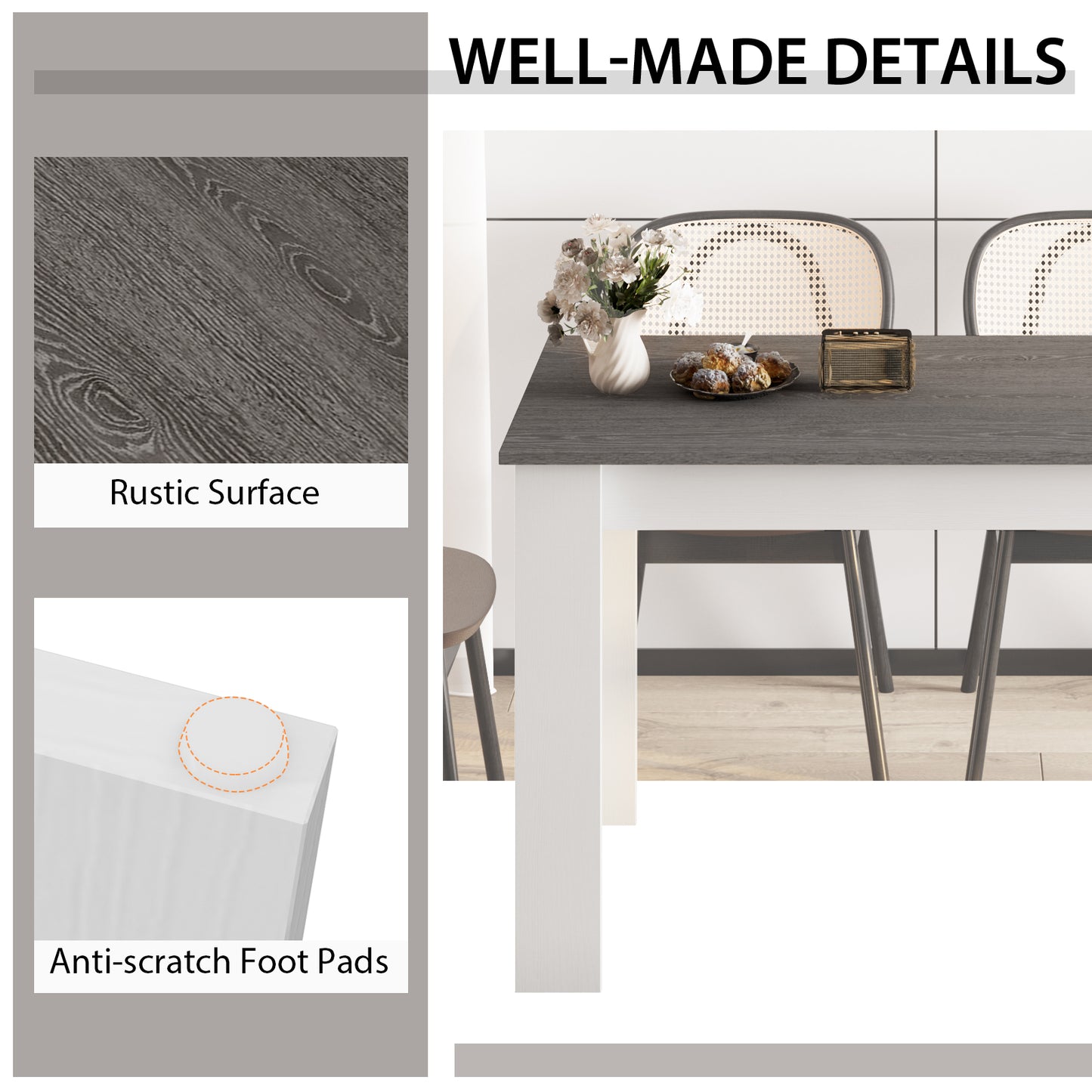 47 Inch Dining Table, Kitchen And Dining Room, Dark Gray Dining Tables at Gallery Canada