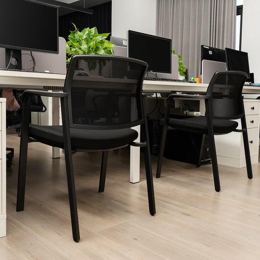 Stackable Reception Chairs, Set of 2, Black