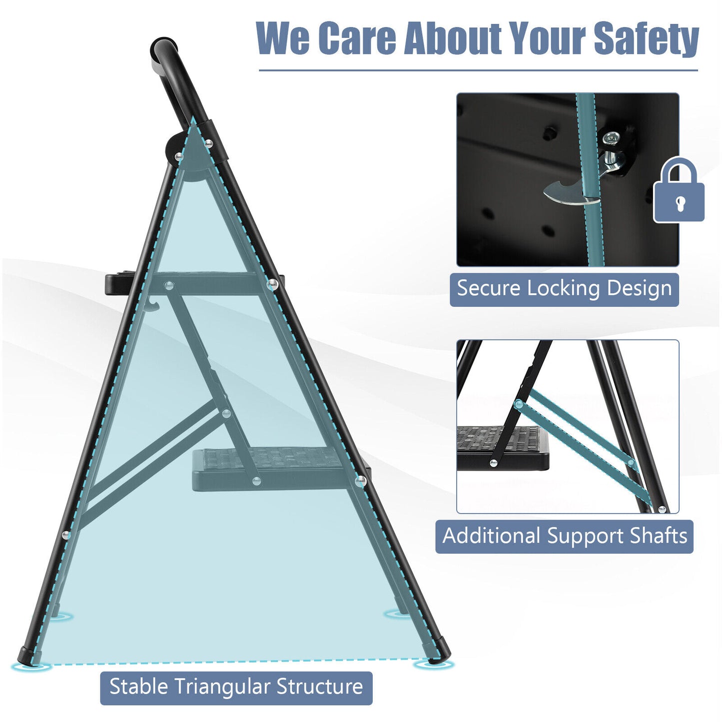 2-Step Ladder, Wide Anti-Slip Pedal, Black Ladders at Gallery Canada