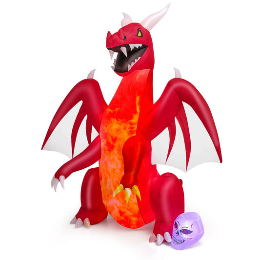 8 Feet Halloween Inflatables Blow-up Red Dragon with Wings Skull, Red at Gallery Canada