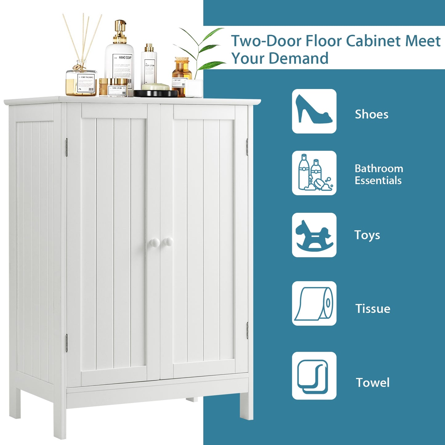 Bathroom Floor Storage Double Door Cupboard Cabinet, White Floor Cabinets at Gallery Canada