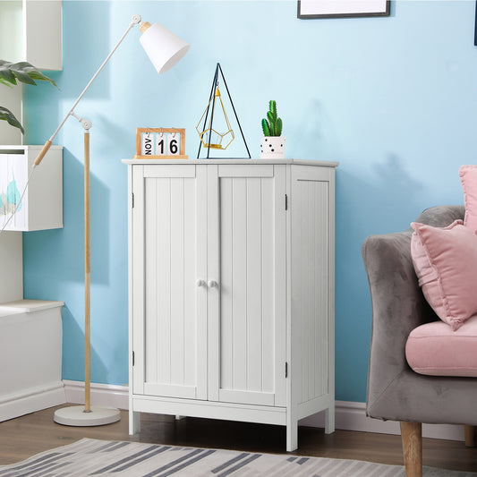 Bathroom Floor Storage Cabinet, Double Door, White Floor Cabinets White at Gallery Canada