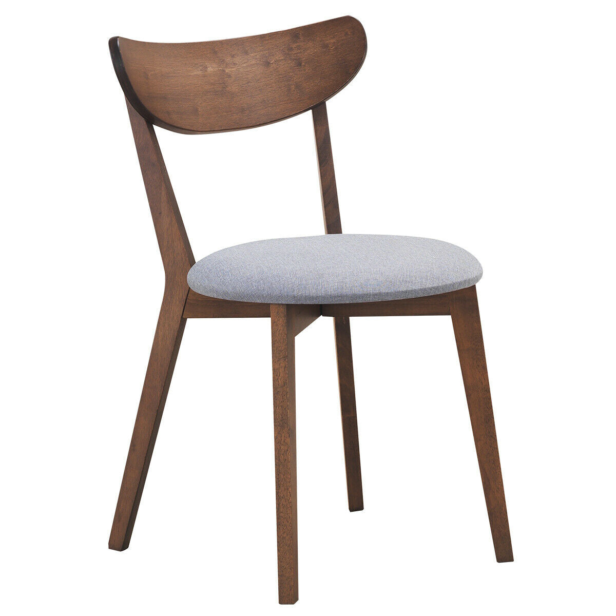 Set Of 2 Dining Chairs, Upholstered Curved Back Side, Walnut Dining Chairs at Gallery Canada