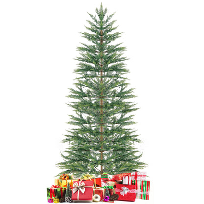 6.5/7.5 Feet Artificial Cypress Christmas Tree Pre-lit Hinged-7.5 ft, Green