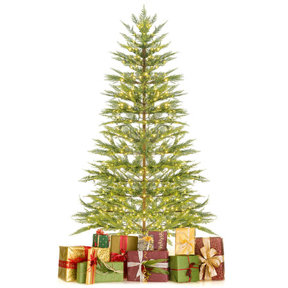 6.5/7.5 Feet Artificial Cypress Christmas Tree Pre-lit Hinged-6.5 ft, Green