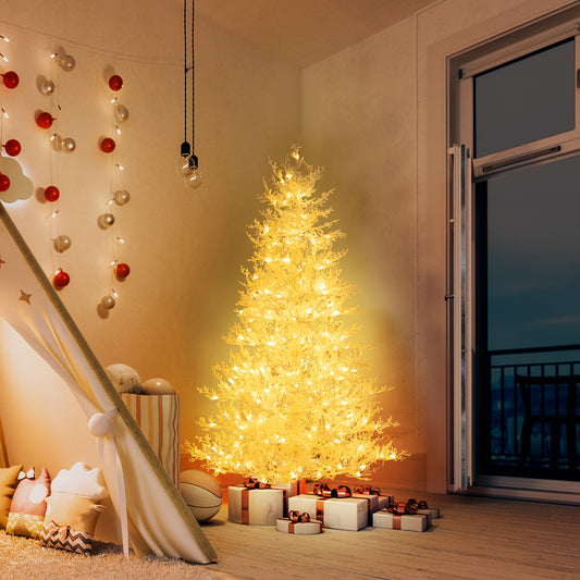 6 Feet Artificial Christmas Tree, 383 PE Branch Tips, 300 LED Lights, White Christmas Tree White at Gallery Canada
