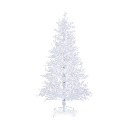 6 Feet Artificial Xmas Tree with 383 PE Branch Tips and 300 LED Lights, White