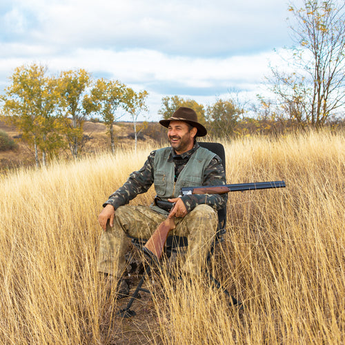 Swivel Folding Chair with Backrest and Padded Cushion, Black