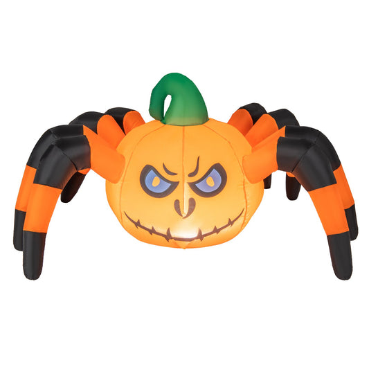 5 Feet Halloween Inflatable Pumpkin Spider with Built-in LED Light, Orange