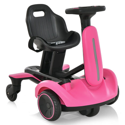 6V Kids Ride on Drift Car with 360° Spin and 2 Adjustable Heights, Pink