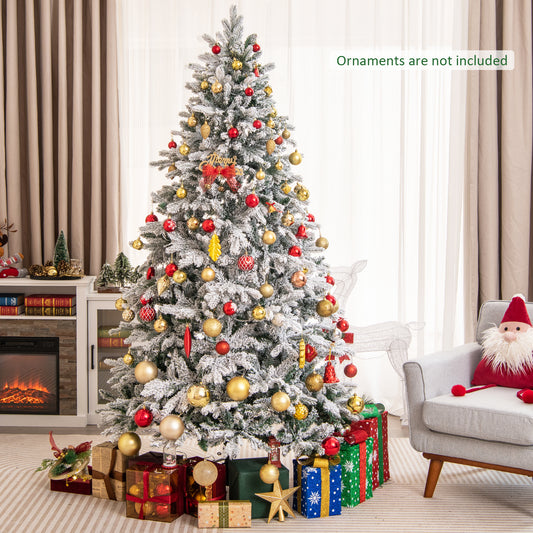 7 Ft Flocked Christmas Tree With Warm White LED Lights, White Christmas Tree White at Gallery Canada