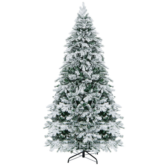 4.5/6/7 Feet Flocked Christmas Tree with Warm White LED Lights-7 ft at Gallery Canada