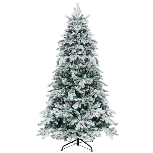 4.5/6/7 Feet Flocked Christmas Tree with Warm White LED Lights-6 ft at Gallery Canada