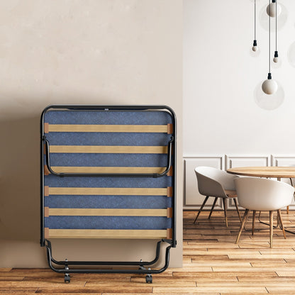 Portable Folding Bed with Memory Foam Mattress and Sturdy Metal Frame Made in Italy, Navy at Gallery Canada