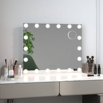 Vanity Mirror with 18 Dimmable LED Bulbs and 3 Color Lighting Modes, White