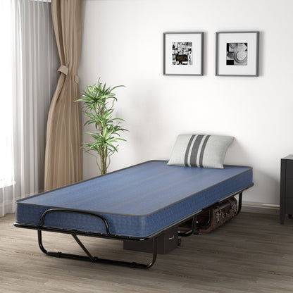 Rollaway Guest Bed with Sturdy Steel Frame and Memory Foam Mattress Made in Italy, Navy at Gallery Canada
