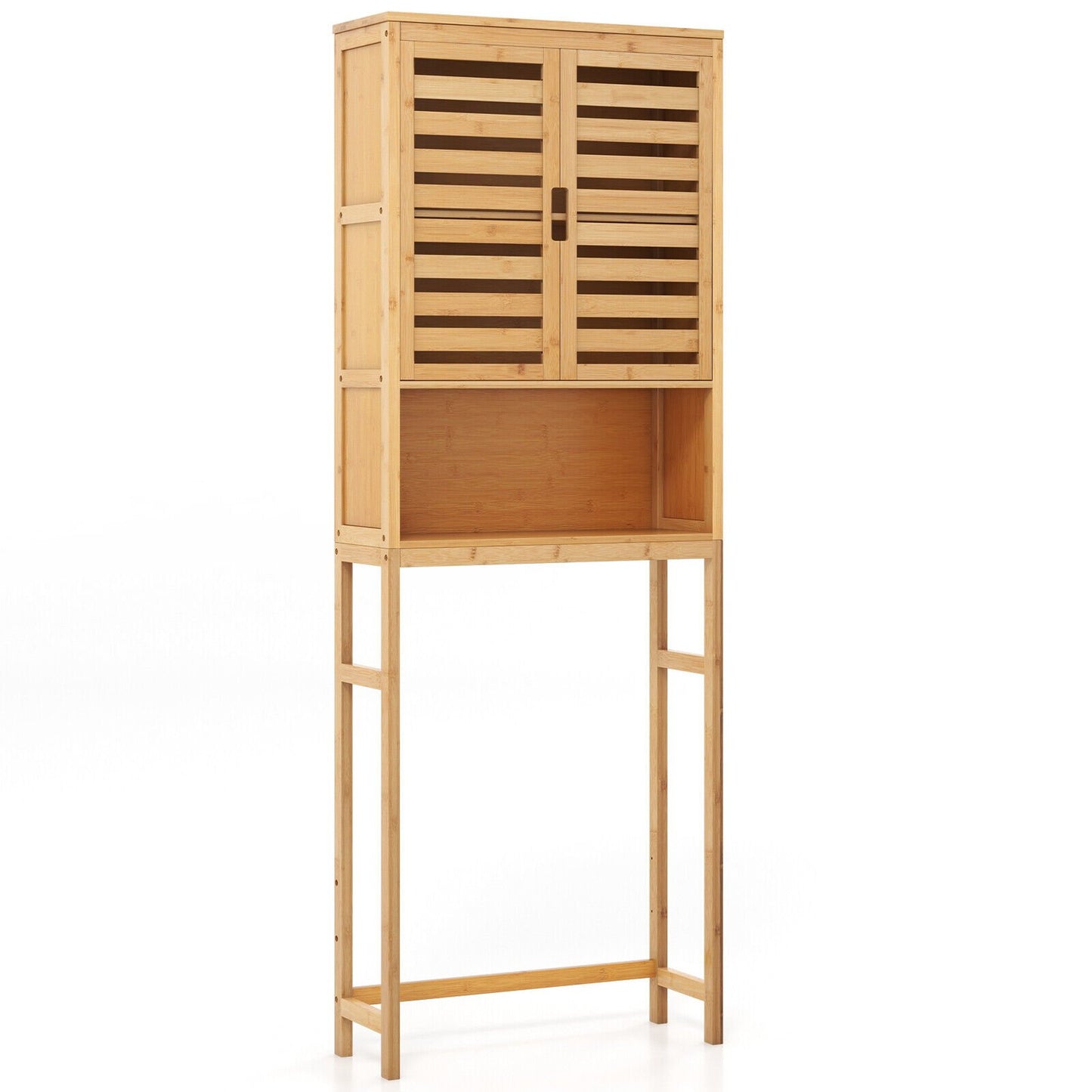 Bamboo Over The Toilet Storage Cabinet Bathroom with Adjustable Shelf, Natural