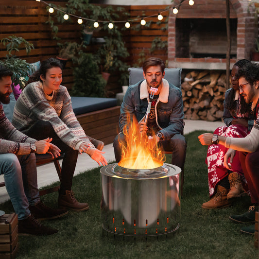 Stainless Steel Fire Pit With Ash Pan, Silver Fire Pits Silver at Gallery Canada