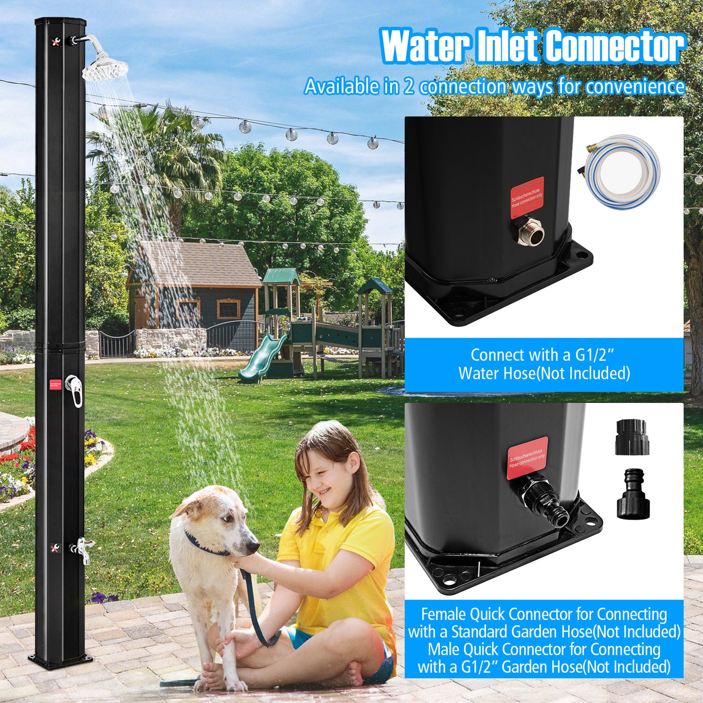 Outdoor Solar Heating Shower Head, 7.2 Ft, Black Portable Toilets & Showers at Gallery Canada