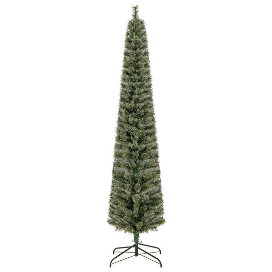 6/7 FeeT Pencil Xmas Tree with Warm White Incandescent Lights-7 ft, Green