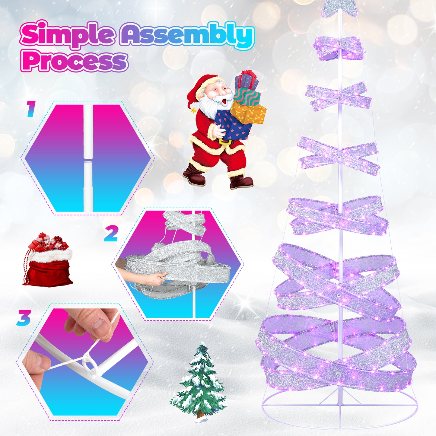 7 Feet Outdoor Spiral Christmas Tree, Xmas New Year Decoration, White Christmas Tree at Gallery Canada