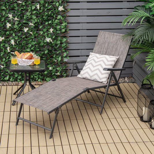 Foldable Chaise Lounge Chair, 2-Position Footrest, Gray Outdoor Chaise Lounges Gray at Gallery Canada