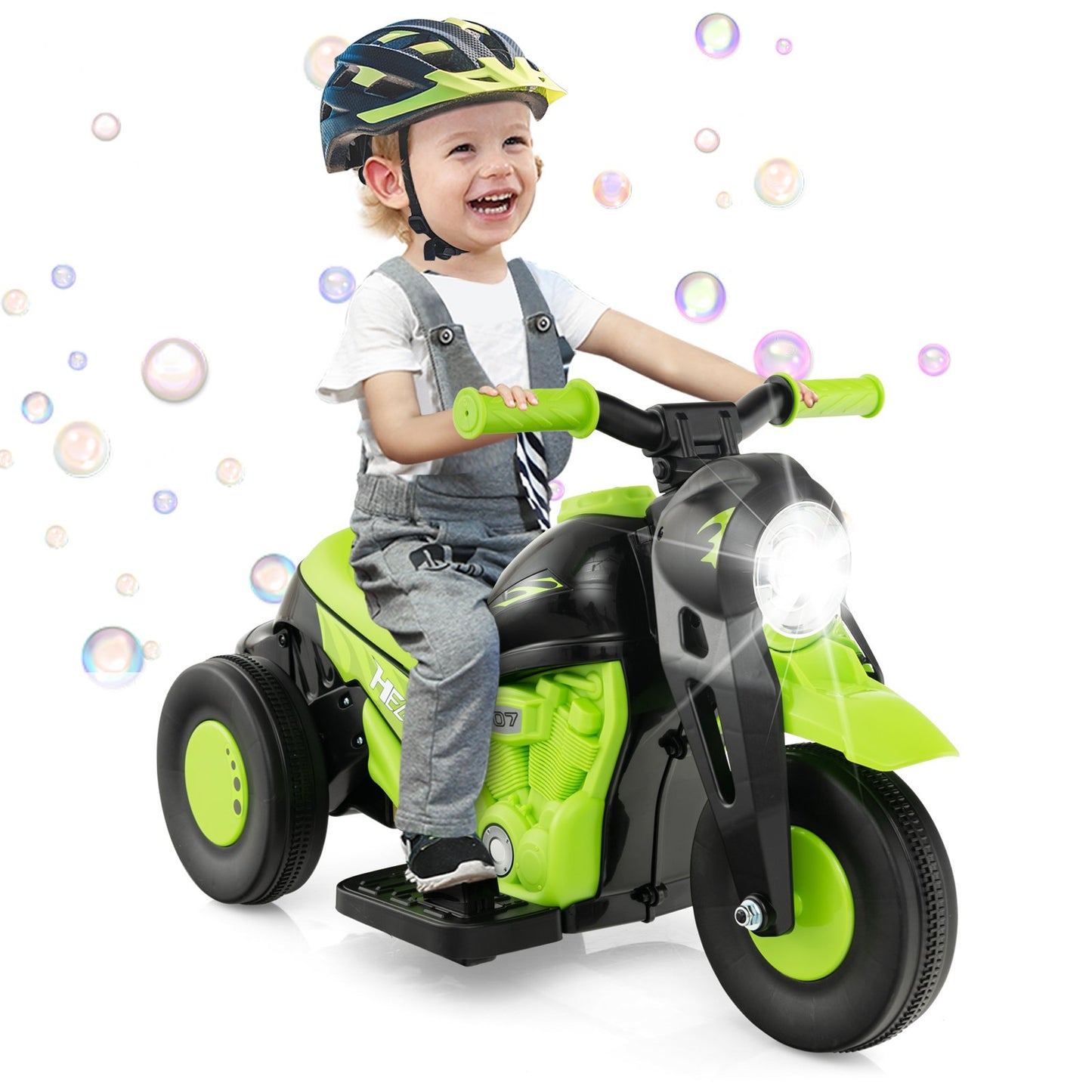 6V Kids Electric Ride on Motorcycle with Bubble Maker and Music, Green