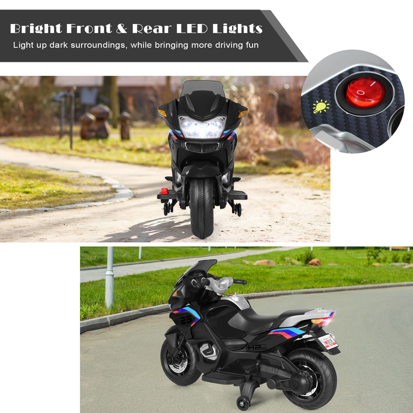 12V Kids Ride On Motorcycle Electric Motor Bike, Black Powered Ride On Toys at Gallery Canada
