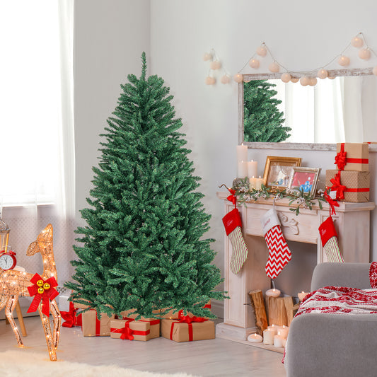 6 Feet Hinged Artificial Christmas Tree with Solid Metal Stand, Green Christmas Tree Green at Gallery Canada