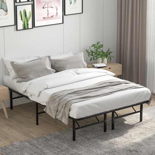 Foldable Metal Platform Bed, Full Size, Tool-Free Assembly, Black Simple Bed Frame Black at Gallery Canada